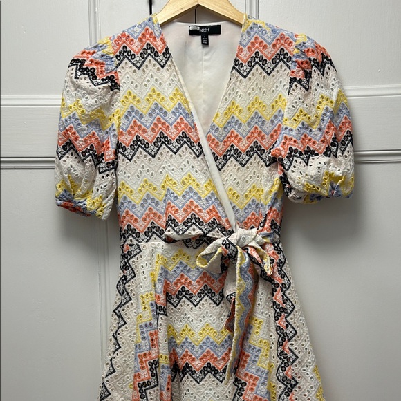 Colorful Chevron Wrap Mini Dress - Picture 3 of 5